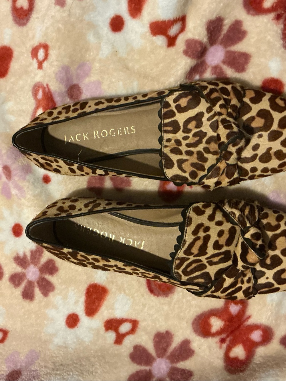 Jack Rogers Leopard Print Knot Loafers - Tan and Brown